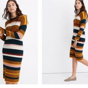 Madewell Drop-Shoulder Sweater Midi Dress in Stripe - XS